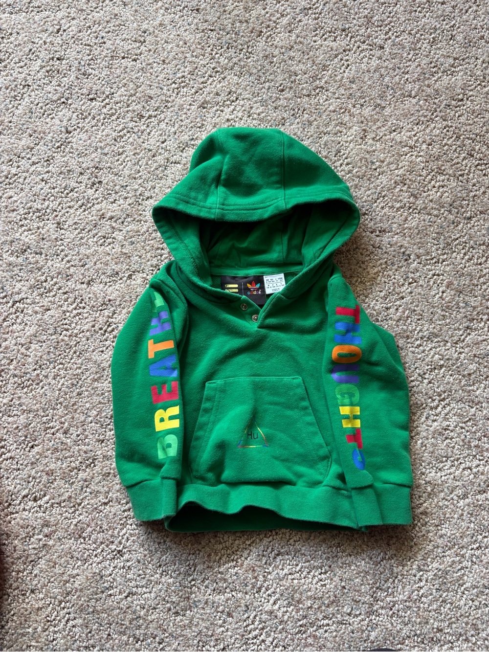 🩷 6 for $20 🩷 adidas Green Hoodie with Multicolor Sleeve Letters